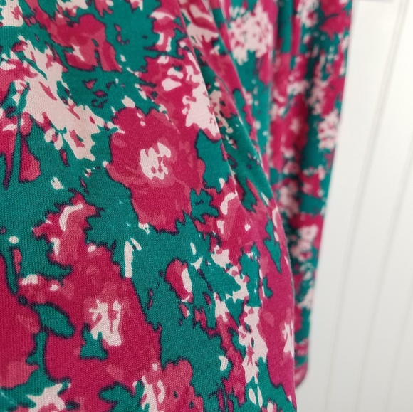 LuLaRoe Madison Pink & Teal Abstract Floral Skirt - Picture 4 of 5
